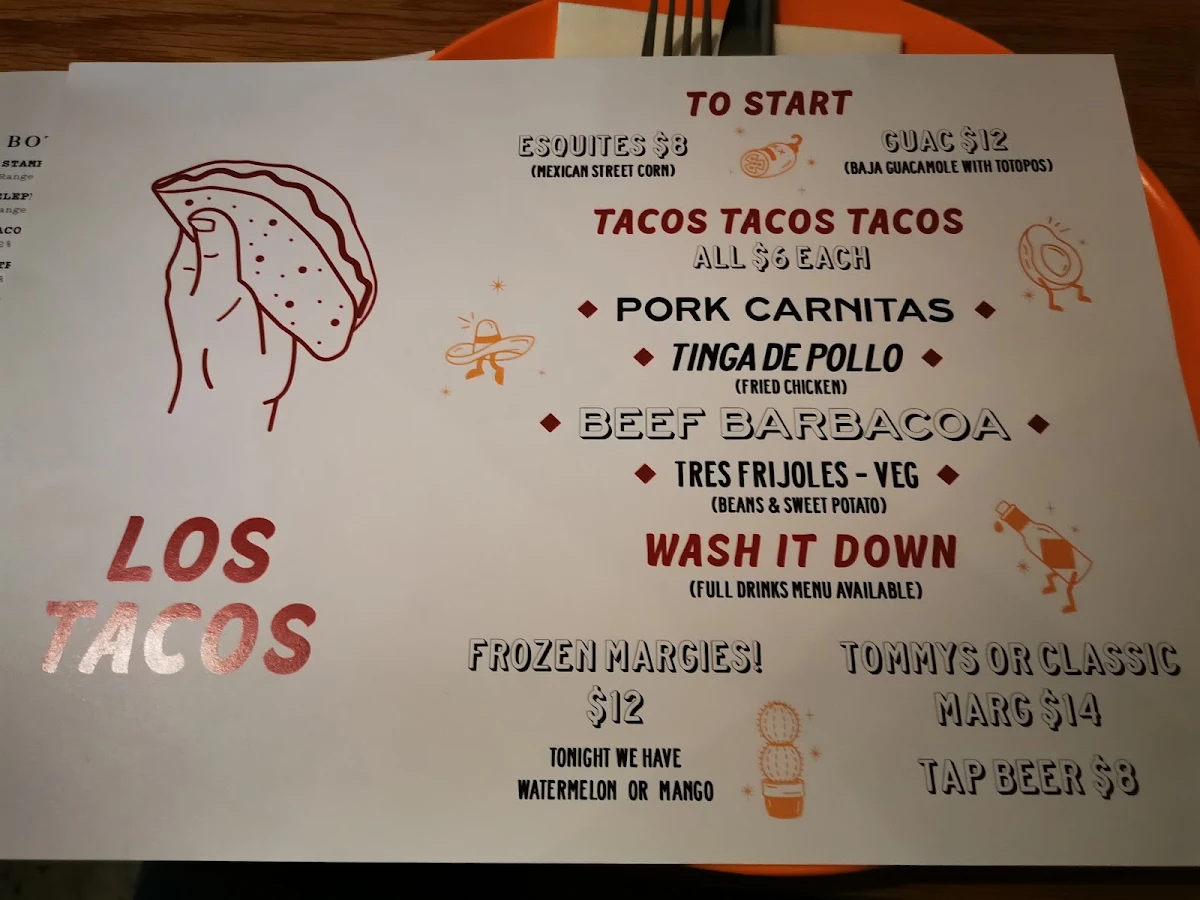 Menu, Baja Modern Mexican