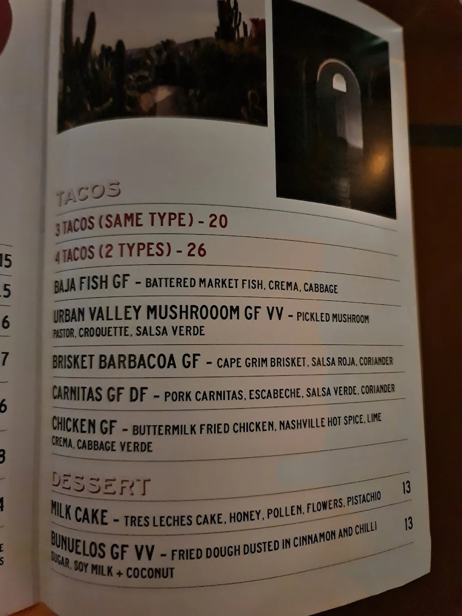 Menu, Baja Modern Mexican