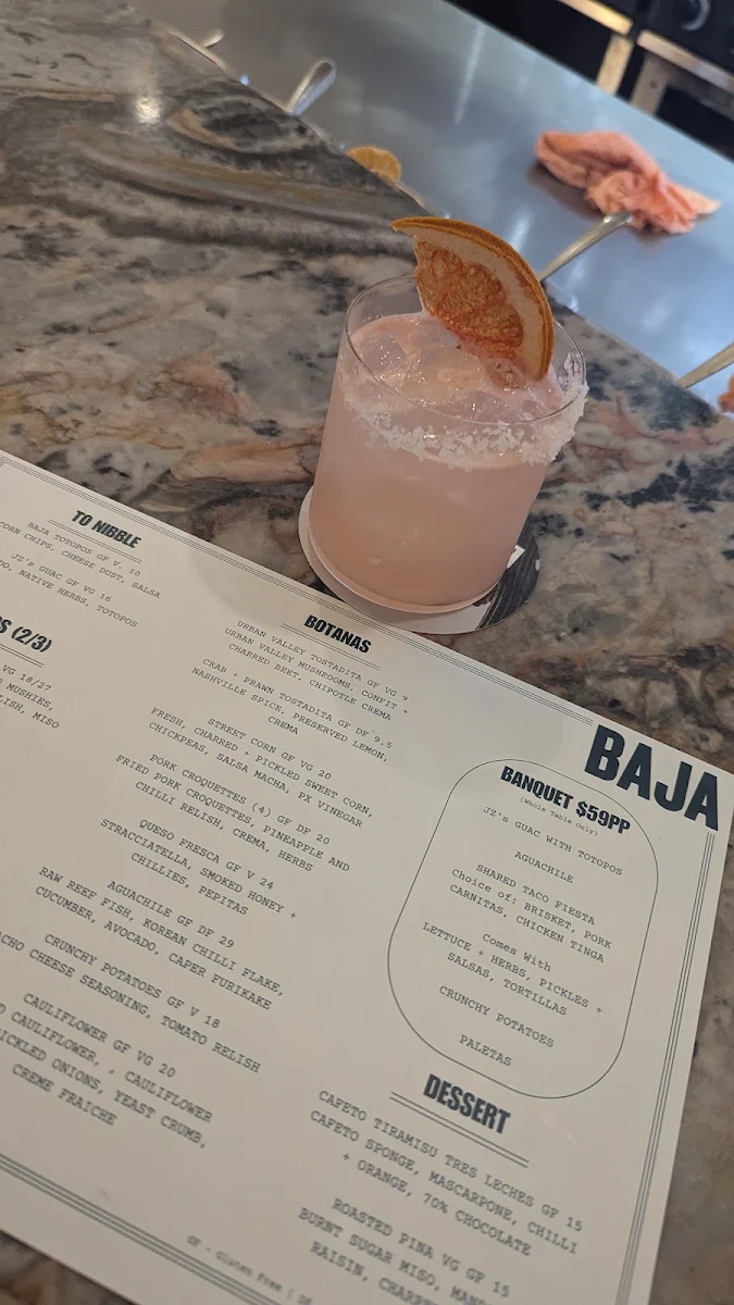 Menu, Baja Modern Mexican