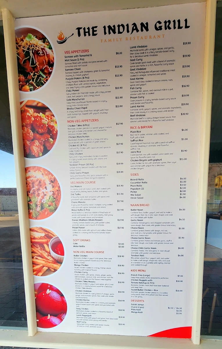 Menu, The Indian Grill