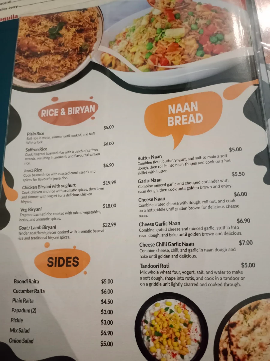 Menu, The Indian Grill