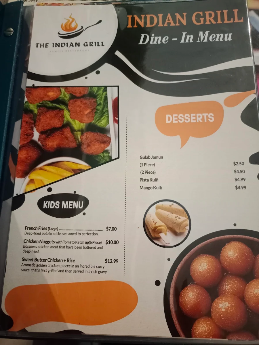 Menu, The Indian Grill