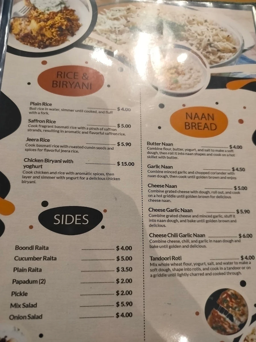 Menu, The Indian Grill