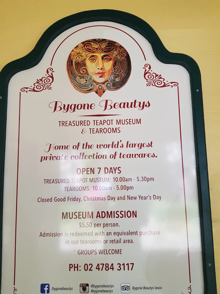 Menu, Bygone Beautys Treasured Teapot Museum & Tearooms