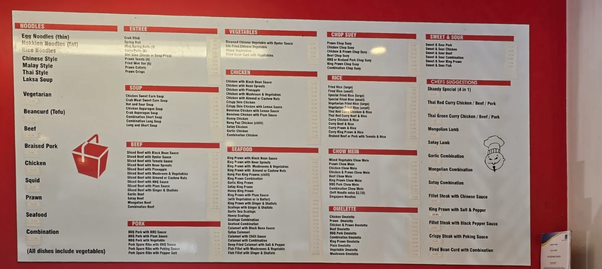 Menu, Top Wok Asian Kitchen