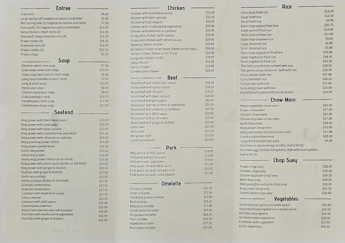 Menu, Top Wok Asian Kitchen