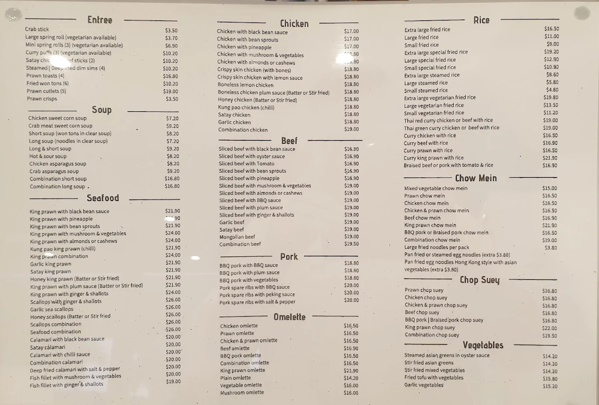 Menu, Top Wok Asian Kitchen