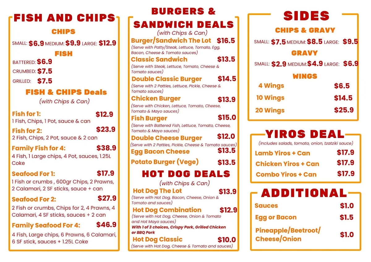 Menu, HQ Rolls & Chips