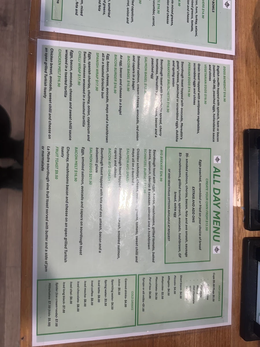Menu, rosey joans