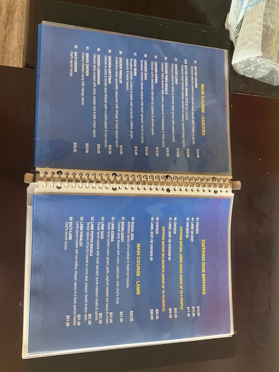 Menu, Zaffrani Biryani