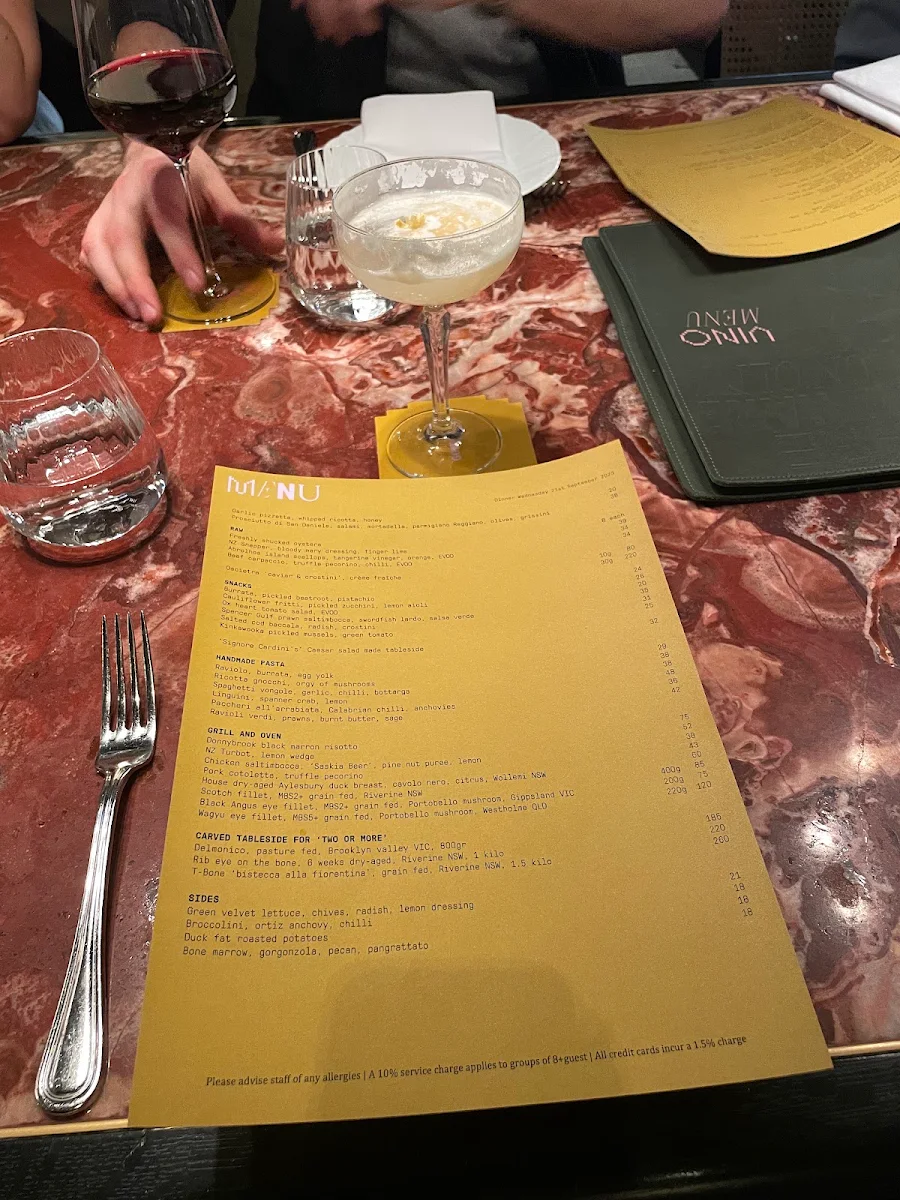 Menu, Gowings