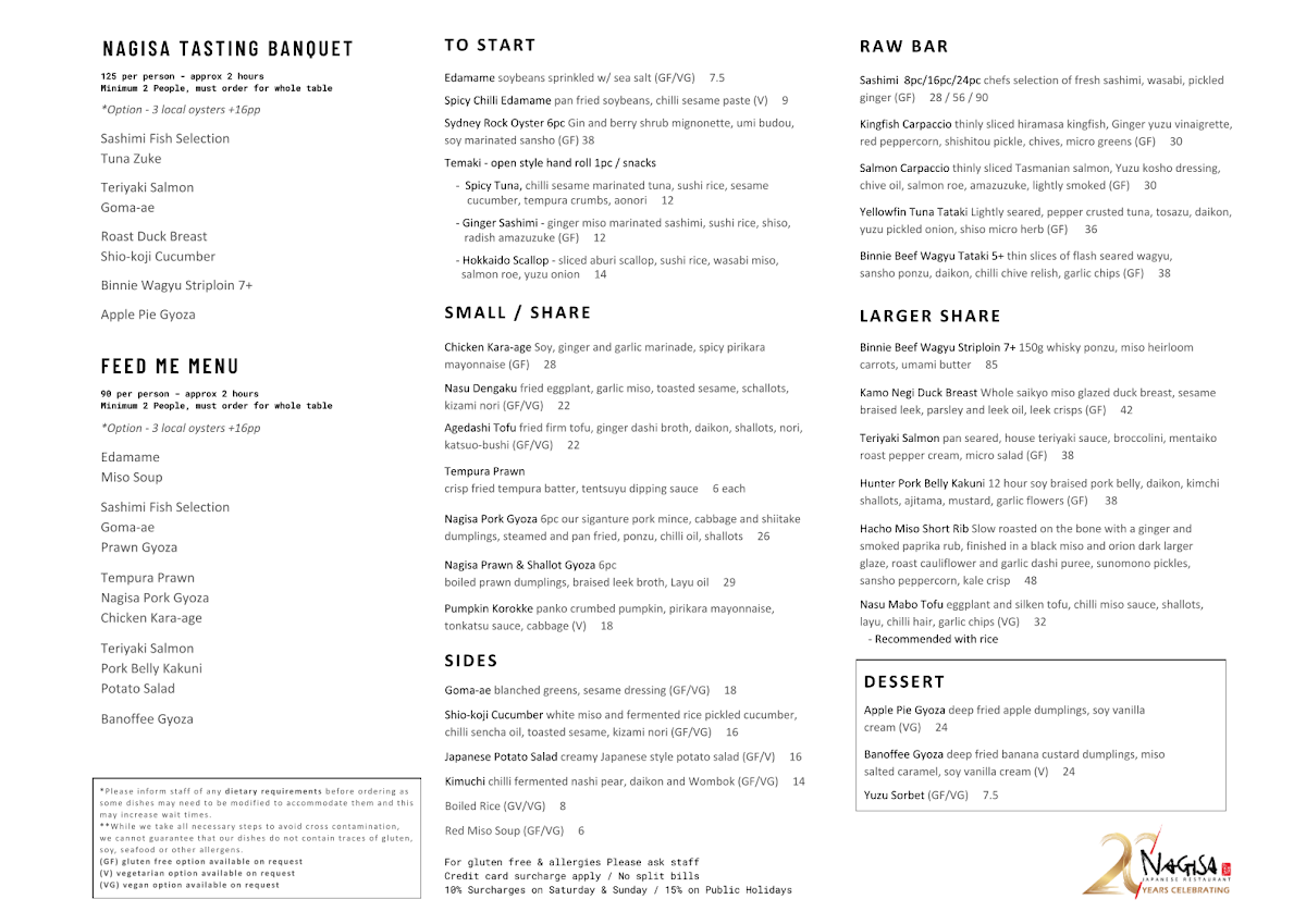 Menu, Nagisa
