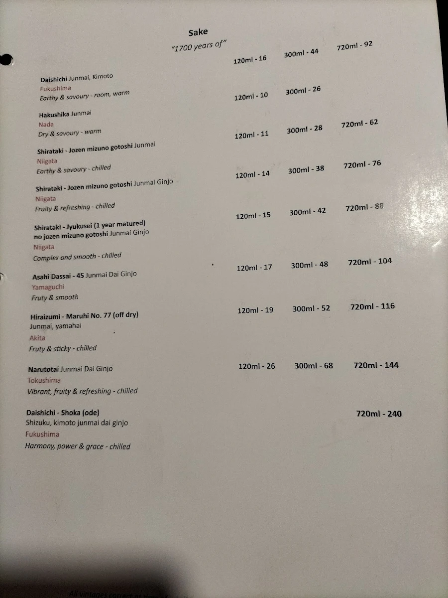 Menu, Nagisa