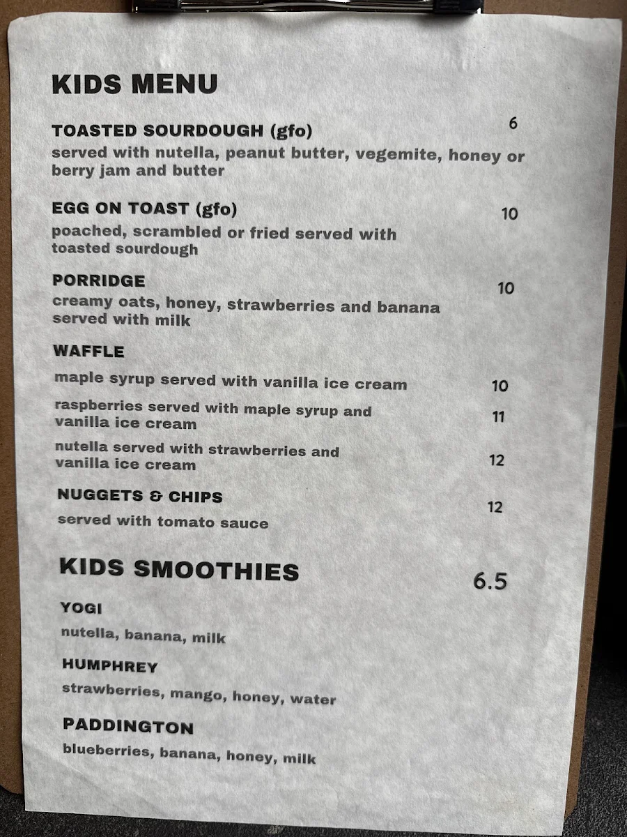 Menu, M&B Cafe & Smoothie Bar