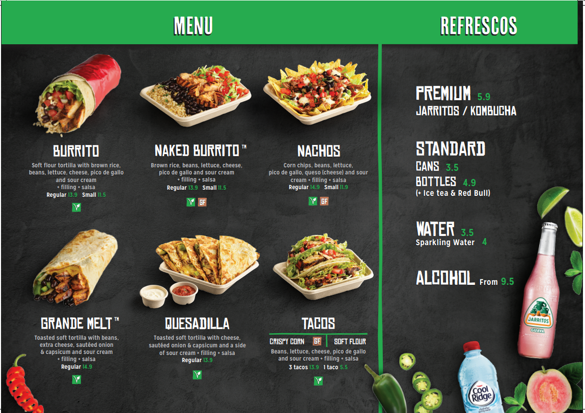 Menu, Mad Mex Karrinyup