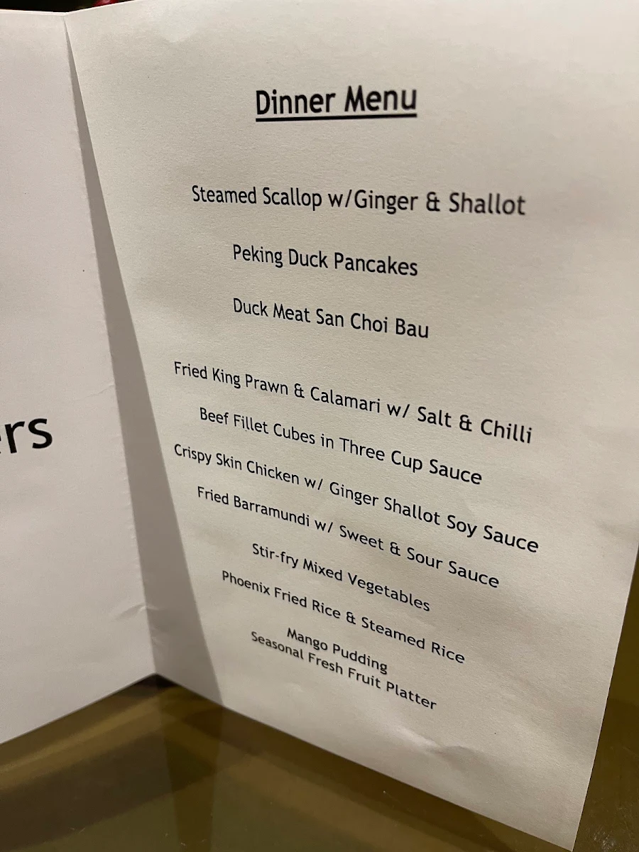 Menu, Sky Phoenix