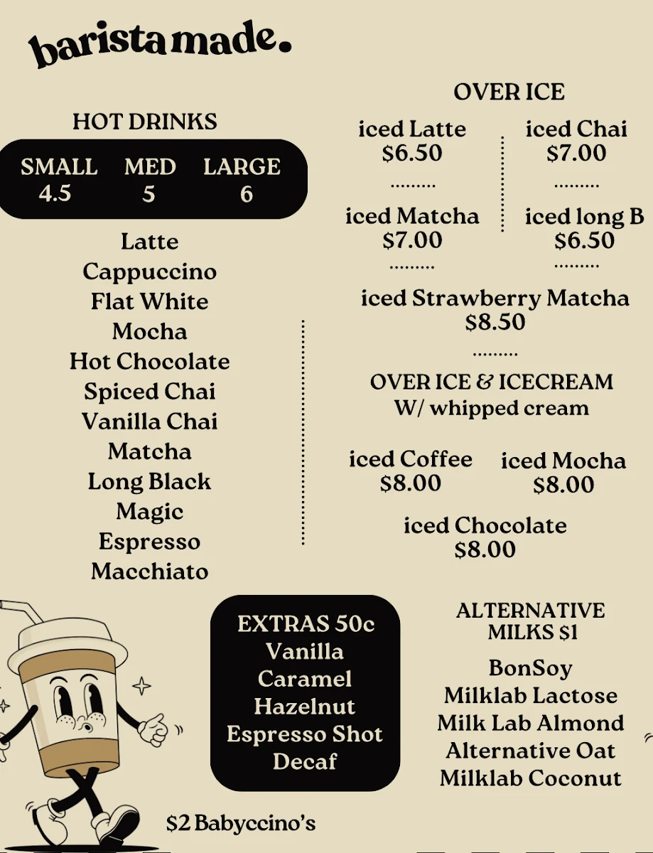 Menu, Homebody Cafe