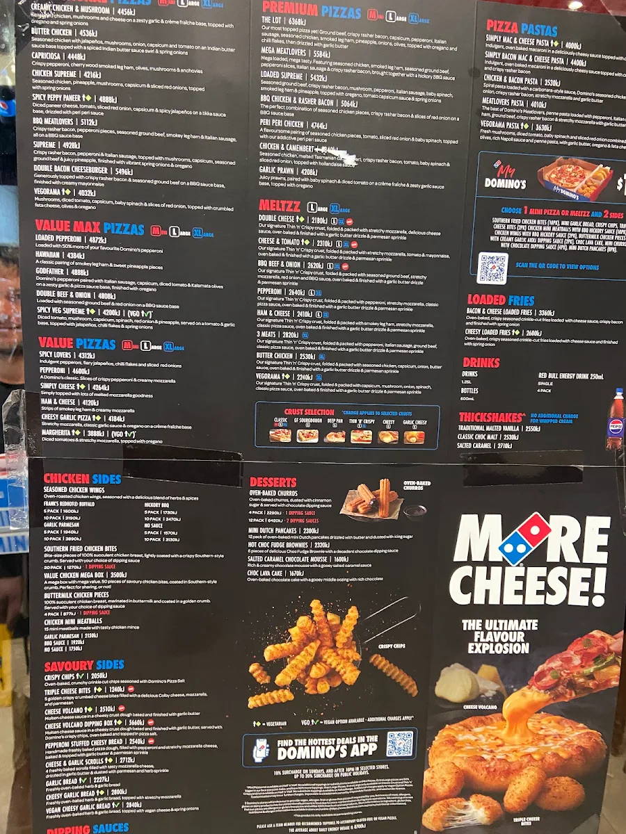 Menu, Domino's Pizza Northam