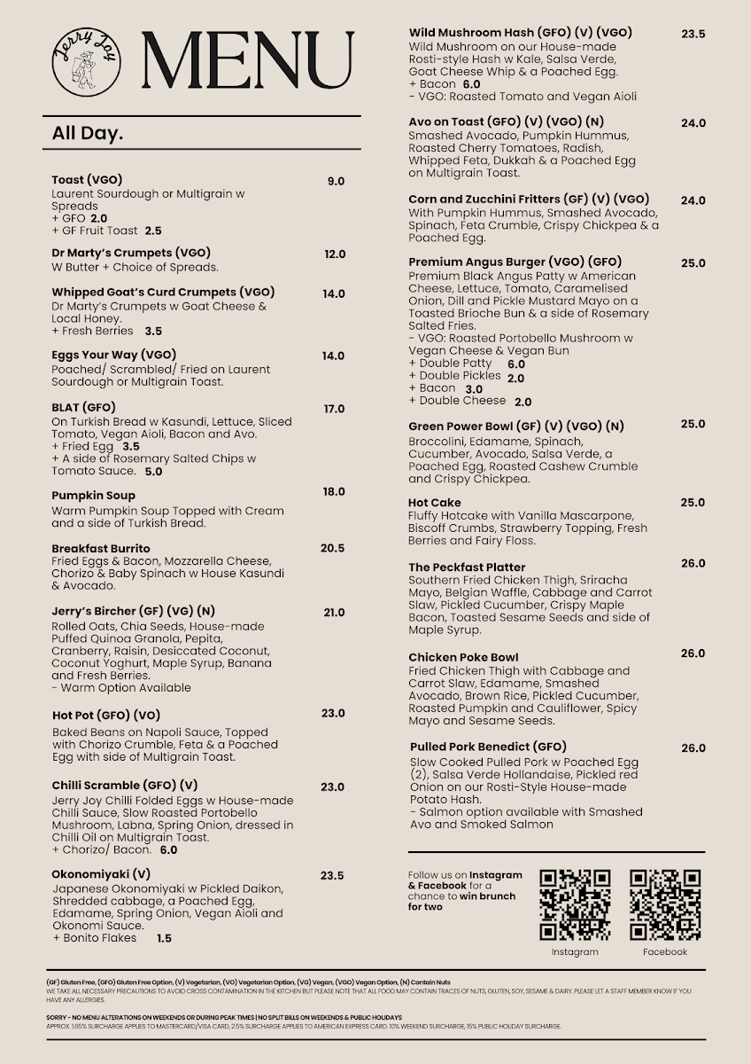 Menu, Jerry Joy