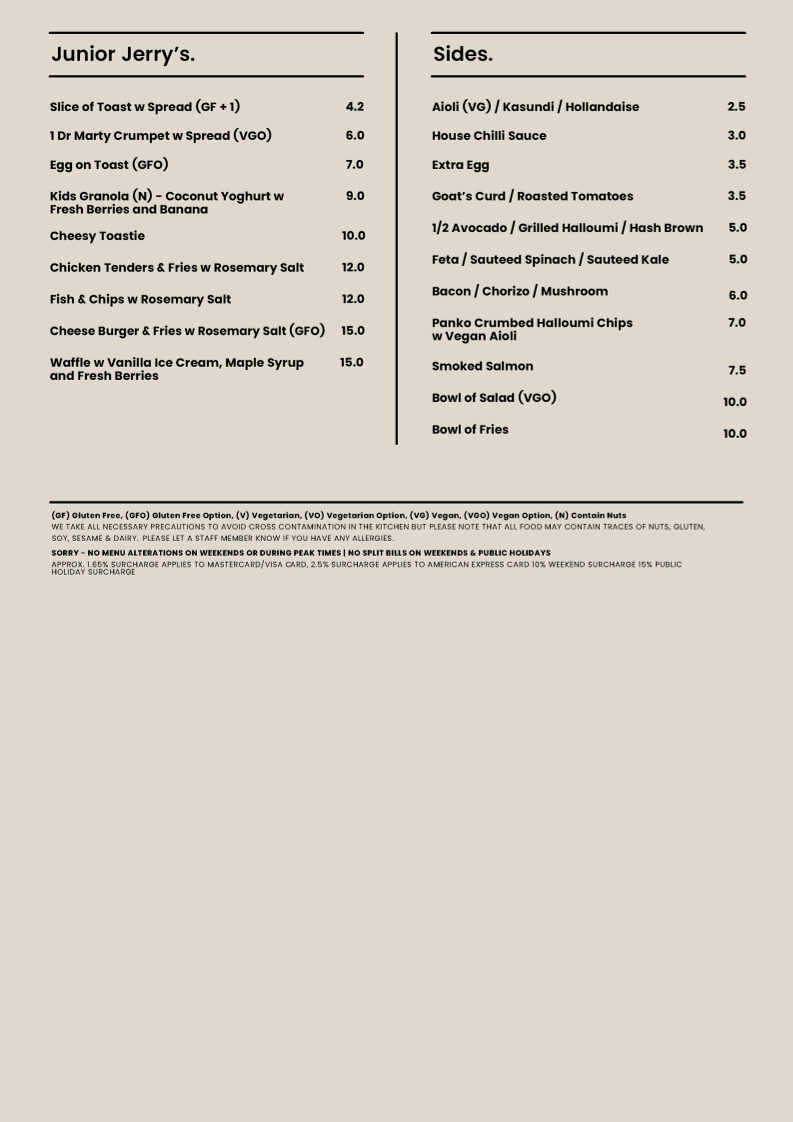 Menu, Jerry Joy