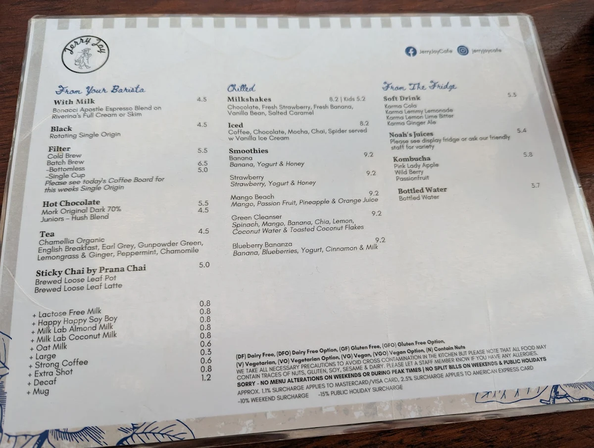 Menu, Jerry Joy