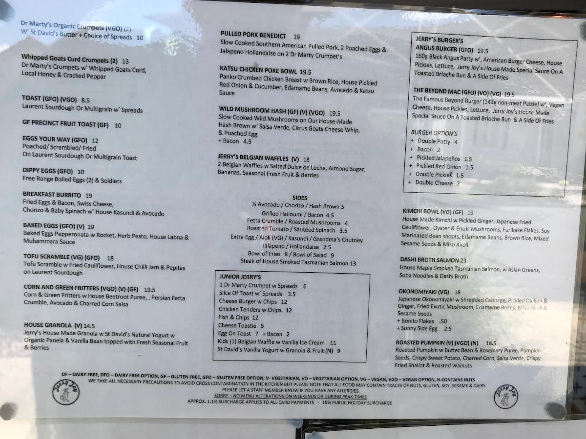 Menu, Jerry Joy