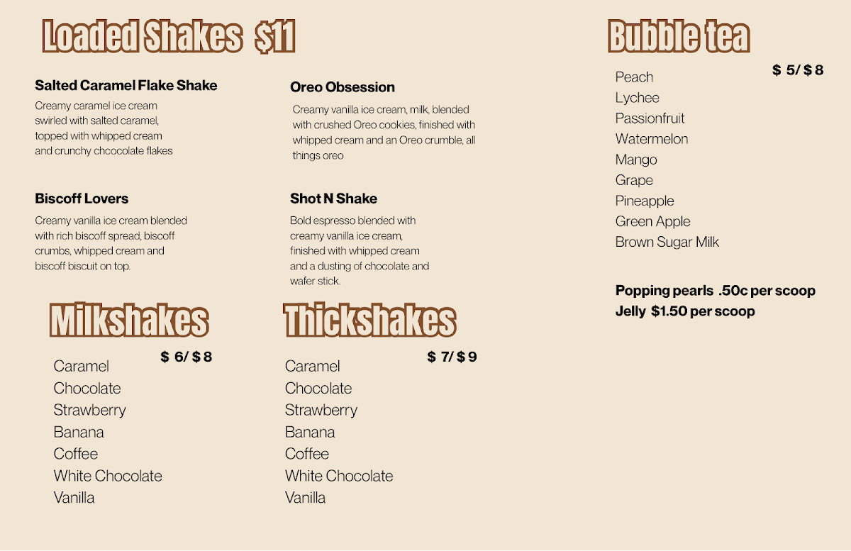 Menu, Beauty Brew Bar