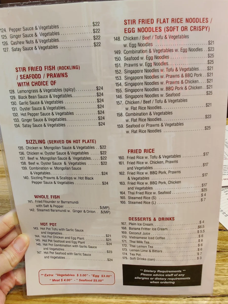 Menu, Huy's Kitchen
