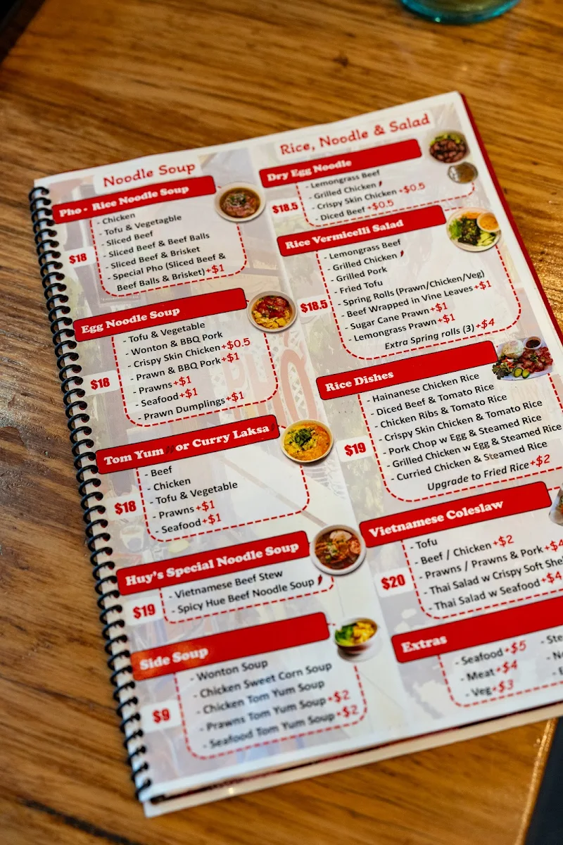 Menu, Huy's Kitchen