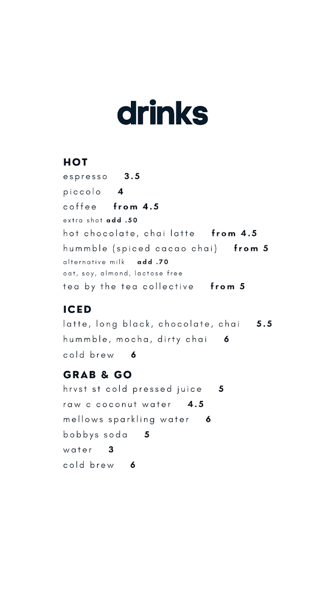Menu, Twin Fins Redhead