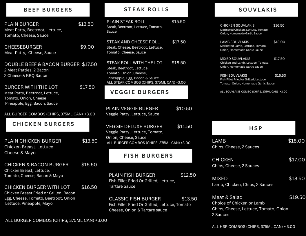 Menu, Fish Bits