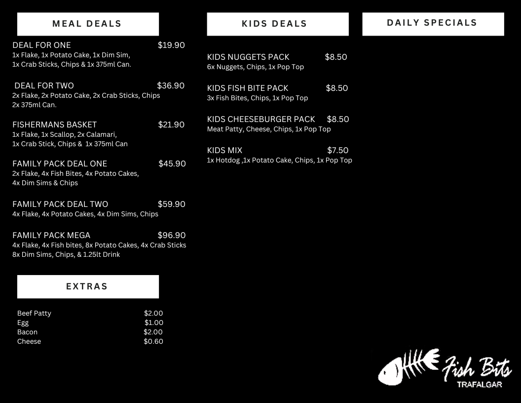 Menu, Fish Bits