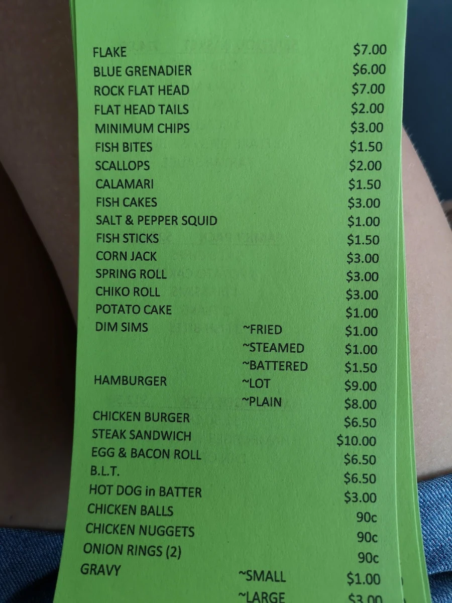 Menu, Fish Bits