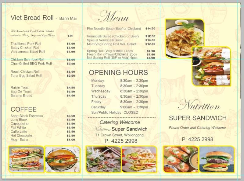Menu, Nutrition Super Sandwich
