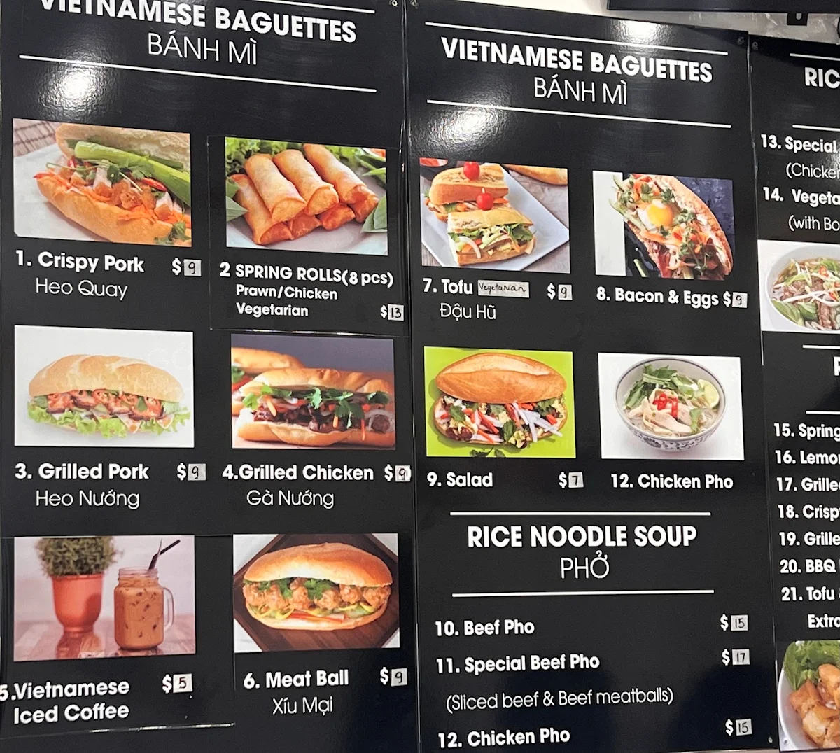 Menu, Banh Mi & Pho