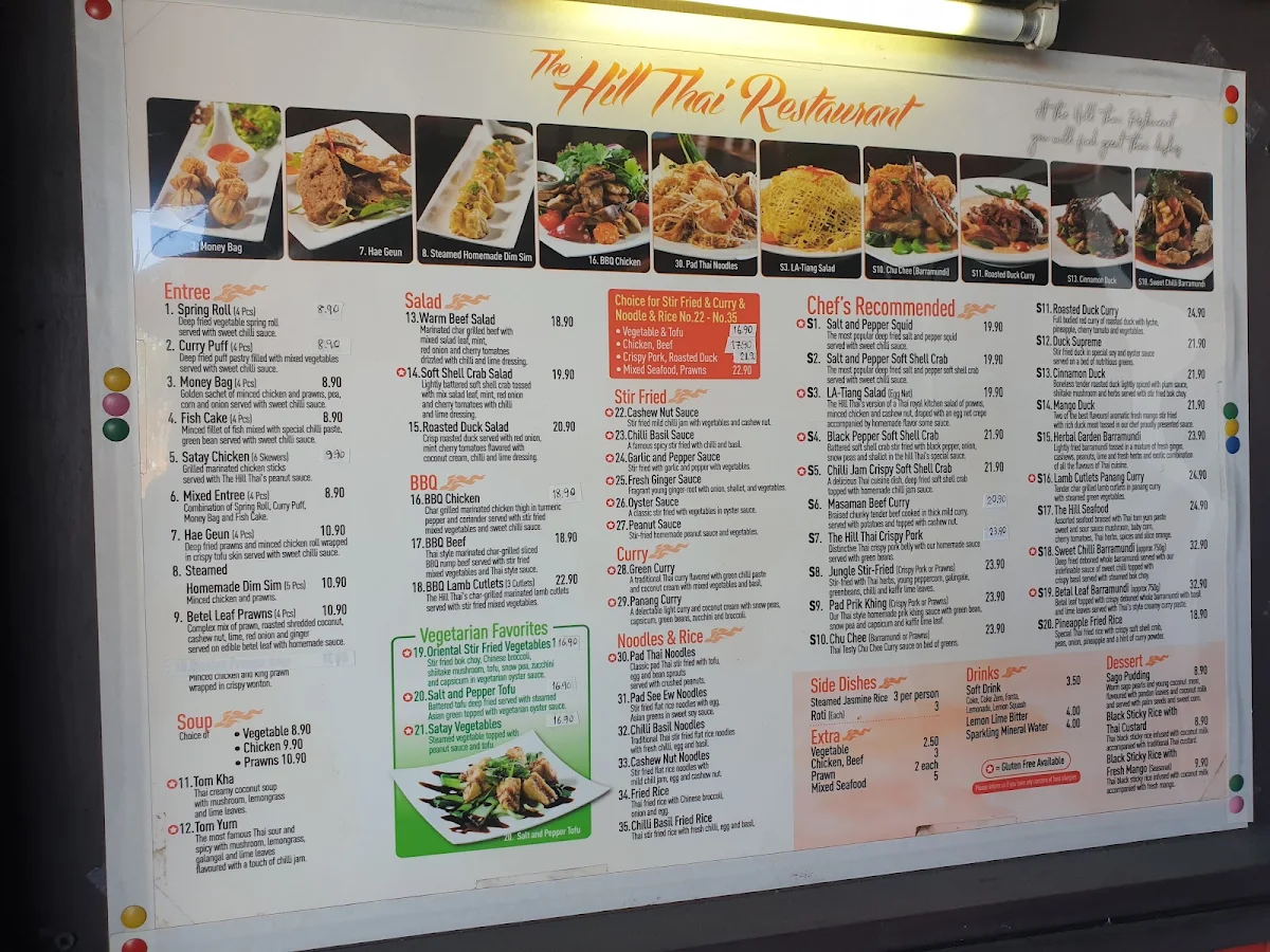 Menu, The Hill Thai Restaurant
