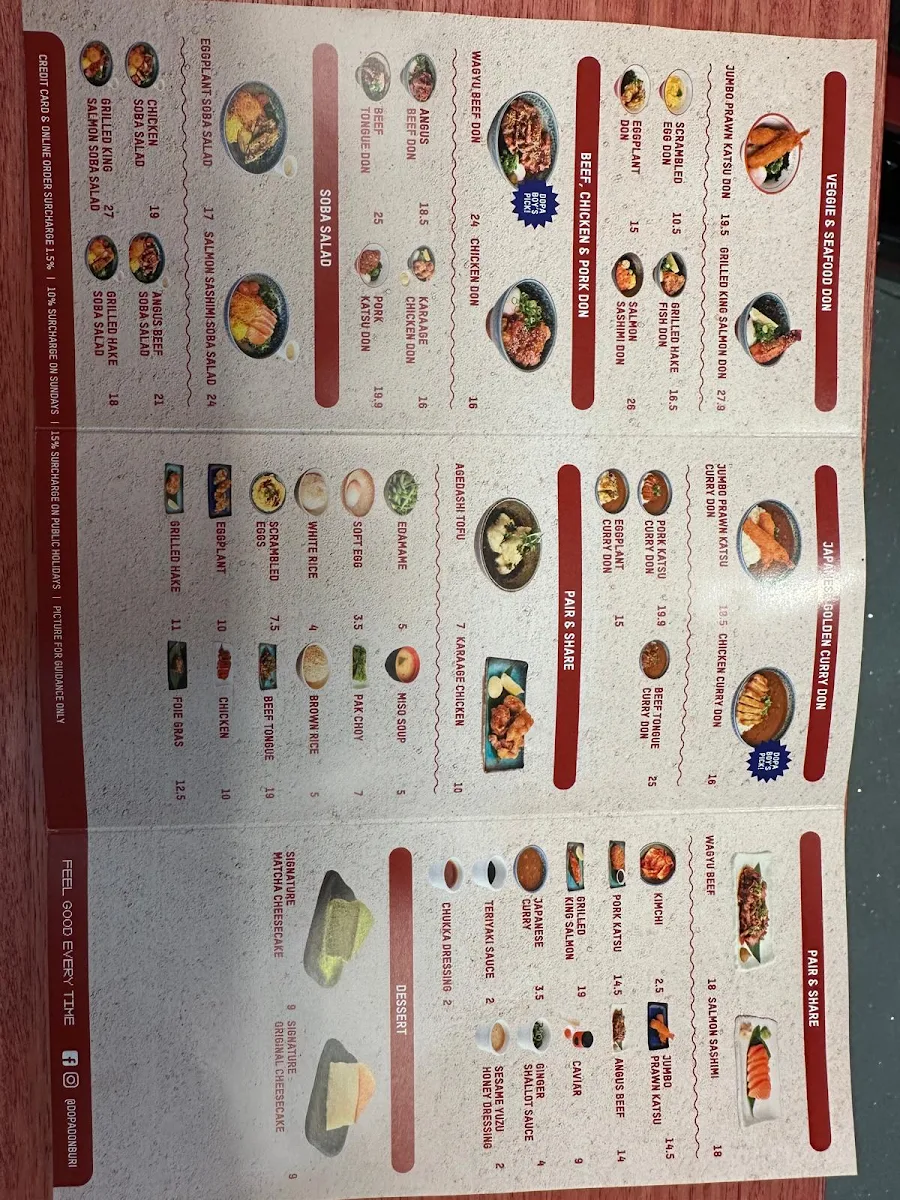 Menu, Dopa Donburi - Chatswood Interchange