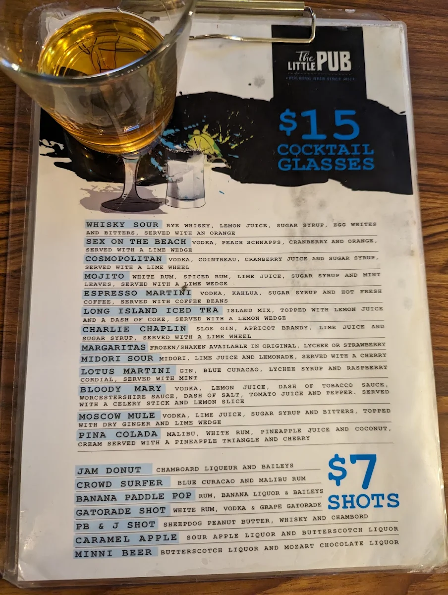 Menu, The Little Pub