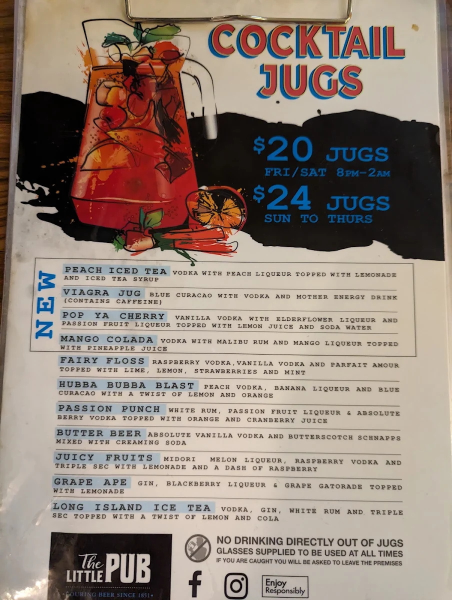 Menu, The Little Pub