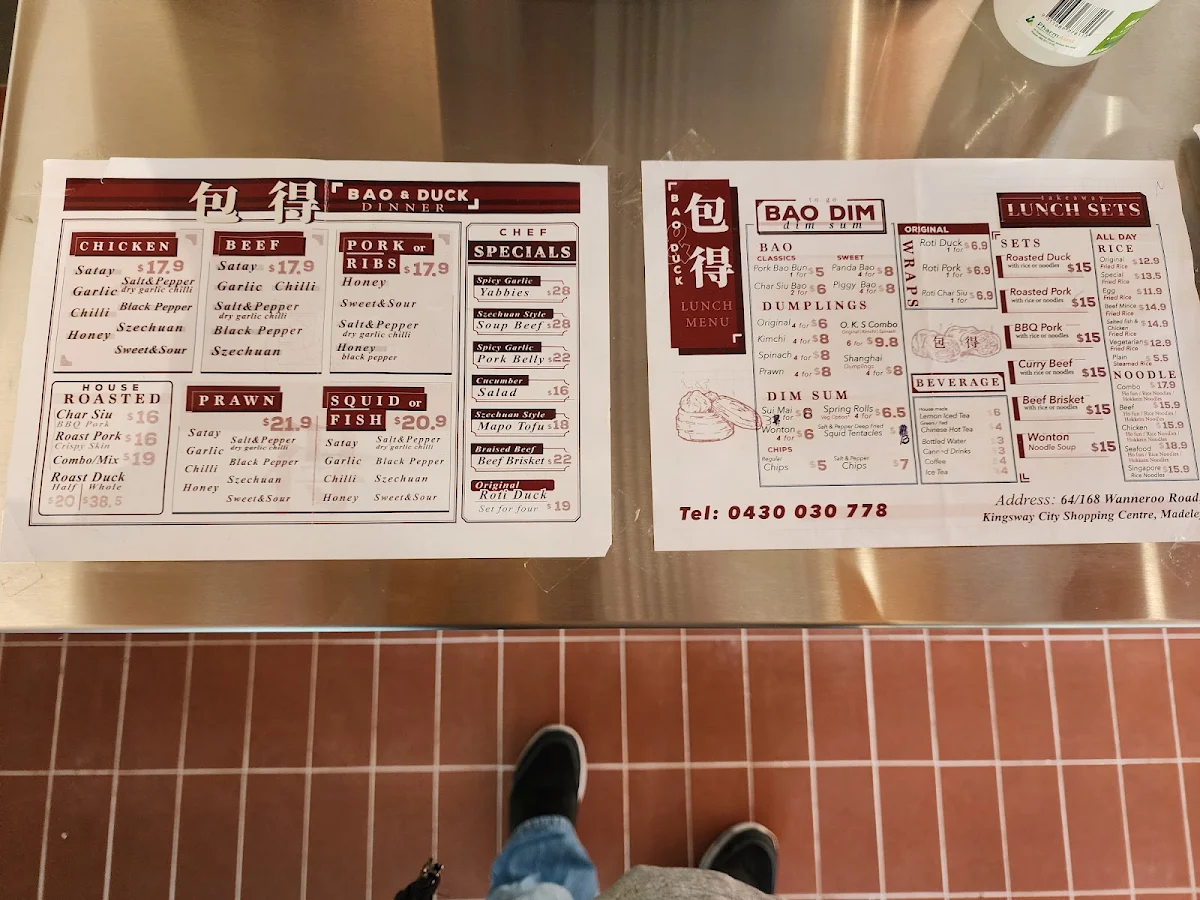 Menu, Bao & Duck