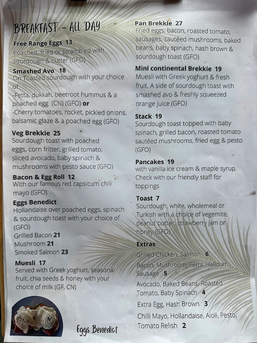 Menu, Zanziba Riverside Cafe