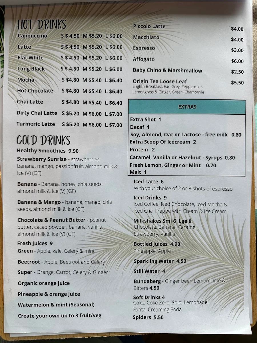Menu, Zanziba Riverside Cafe