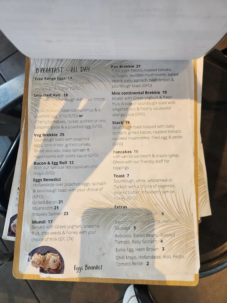 Menu, Zanziba Riverside Cafe