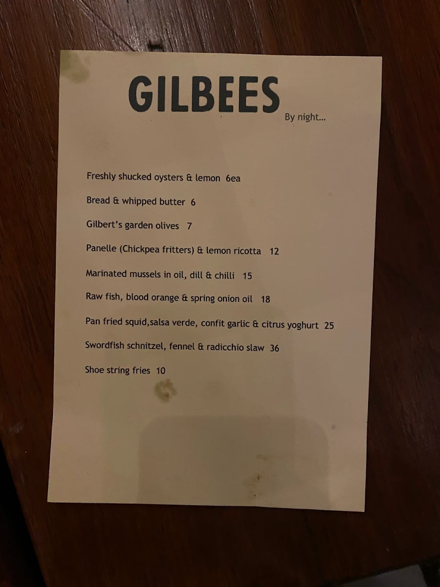 Menu, Gilbees