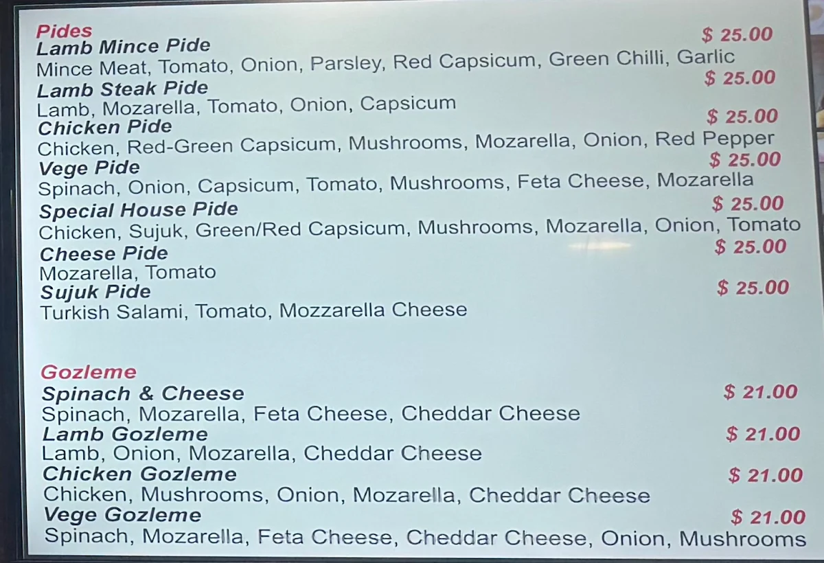 Menu, Ozi Charcoal Grill and Kebab Cuisine