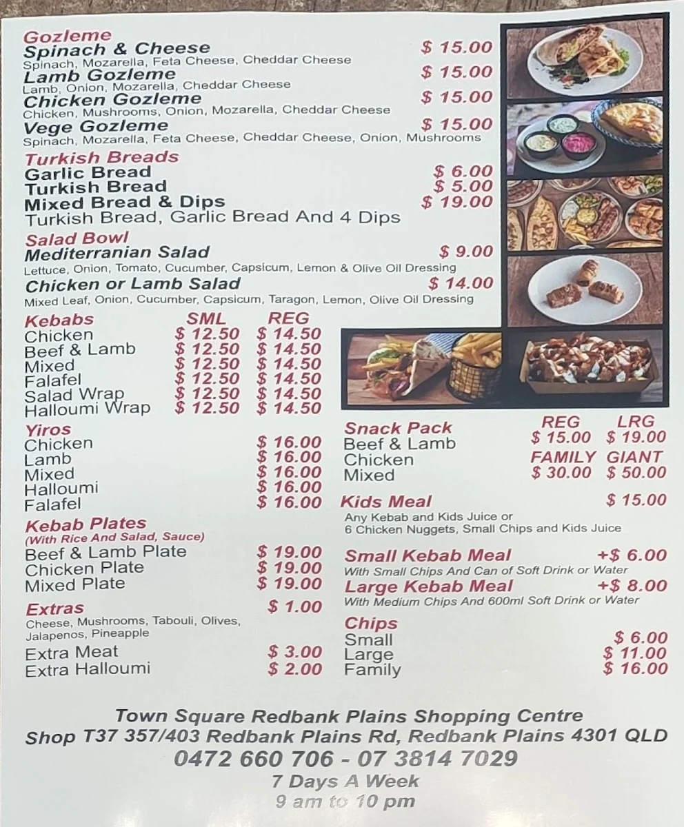 Menu, Ozi Charcoal Grill and Kebab Cuisine