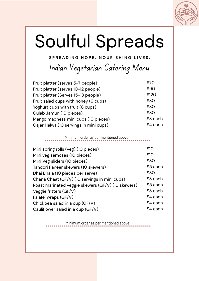 Menu, Soulful Spreads