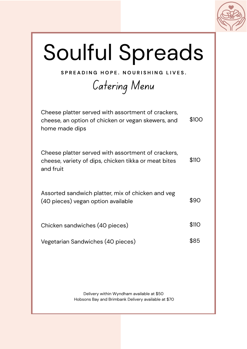 Menu, Soulful Spreads