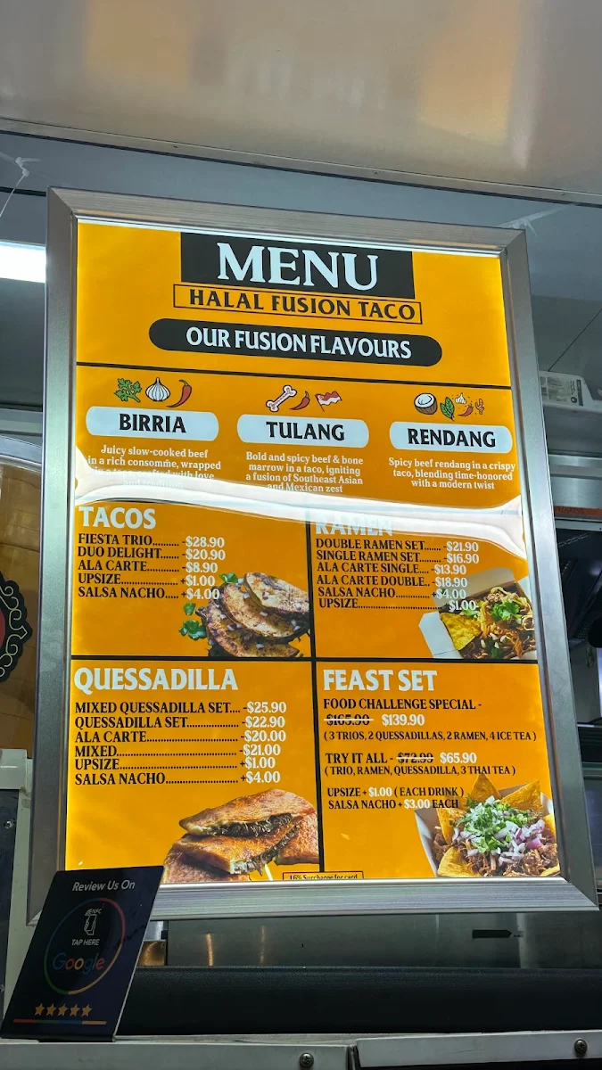 Menu, Halal Fusion Taco