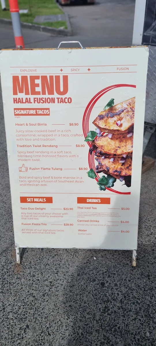 Menu, Halal Fusion Taco